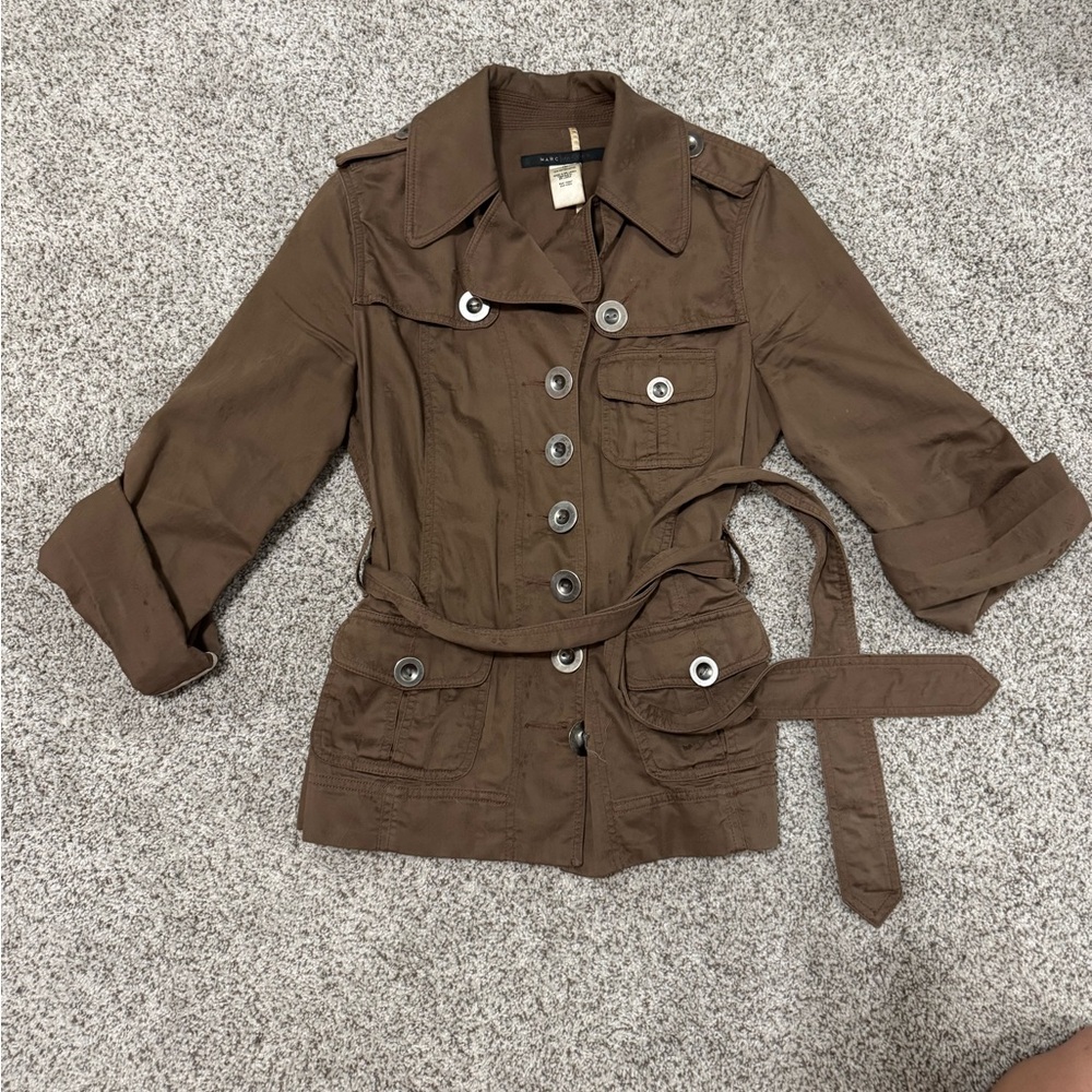 Marc Jacobs Brown Utility Jacket with Belted Waist and Tailored Fit